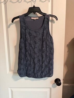 LOFT Slate Blue Lace Tank Top